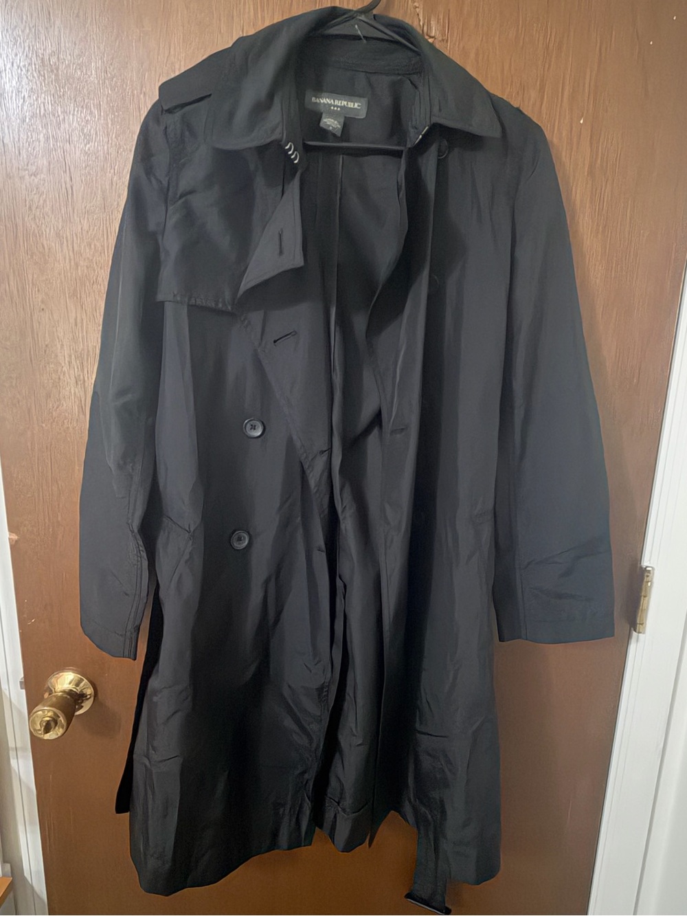 Banana Republic woMen's Black Trench Coat with Classic Double-Breasted Front